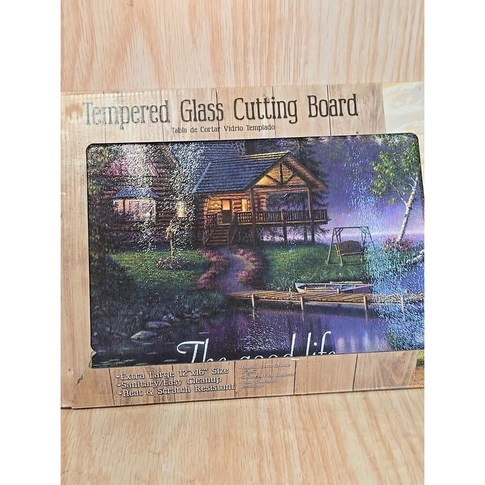 16" x 12" The good life Tempered Glass Cutting Board -  The Fishing Cabin - Picture 6 of 7